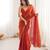 orange tissue embridered saree with unstitched blouse piece