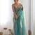 sky blue tissue embridered saree with unstitched blouse piece