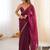 wine tissue embridered saree with unstitched blouse piece