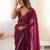 wine tissue embridered saree with unstitched blouse piece