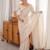cream tissue embridered saree with unstitched blouse piece