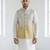 Off-white & yellow ombre silver zari floral embroidery silk blend mandarin collar men's waistcoat