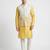 Off-white & yellow ombre silver zari floral embroidery silk blend mandarin collar men's waistcoat