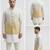 Off-white & yellow ombre silver zari floral embroidery silk blend mandarin collar men's waistcoat