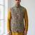 Multicolor intricate resham and zari embroidery silk blend mandarin collar nehru jacket men's waistcoat