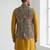 Multicolor intricate resham and zari embroidery silk blend mandarin collar nehru jacket men's waistcoat
