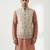 Light grey intricate embroidered silk blend nehru style men's waistcoat