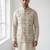 Beige floral embroidered linen nehru style men's ethnic waistcoat