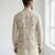 Beige floral embroidered linen nehru style men's ethnic waistcoat