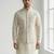 Beige floral thread embroidery silk blend mandarin collar men's waistcoat