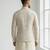 Beige floral thread embroidery silk blend mandarin collar men's waistcoat
