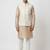 Beige floral thread embroidery silk blend mandarin collar men's waistcoat