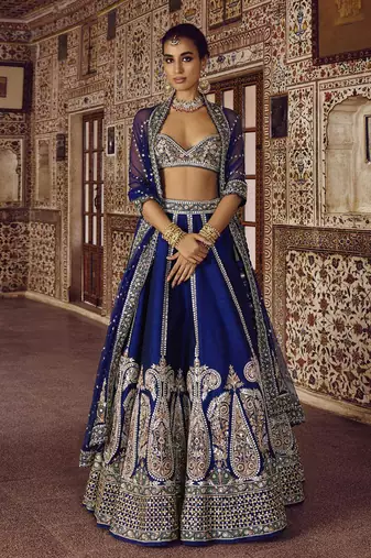 Blue Art Silk Heavy Embroidery Sequence work Lehenga Choli with Dupatta For Women