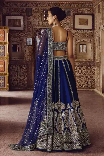Blue Art Silk Heavy Embroidery Sequence work Lehenga Choli with Dupatta For Women