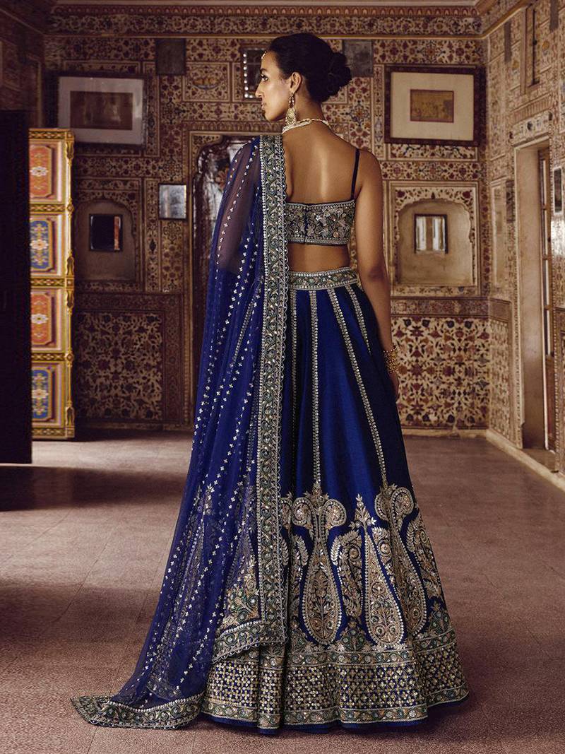 Blue Art Silk Heavy Embroidery Sequence work Lehenga Choli with Dupatta For Women