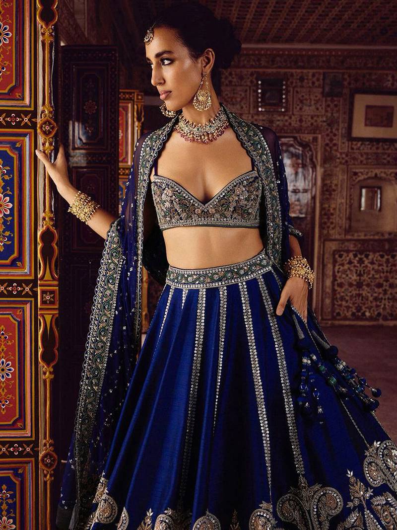 Blue Art Silk Heavy Embroidery Sequence work Lehenga Choli with Dupatta For Women