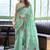Turquoise linen jaquard handoom casual wear saree