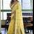 Yellow linen jaquard handoom casual wear saree