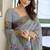 Gray linen jaquard handoom casual wear saree