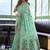 Turquoise linen jaquard handoom casual wear saree