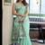 Turquoise linen jaquard handoom casual wear saree