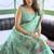 Turquoise linen jaquard handoom casual wear saree