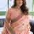 Peach linen jaquard handoom casual wear saree