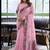 Baby pink linen jaquard handoom casual wear saree