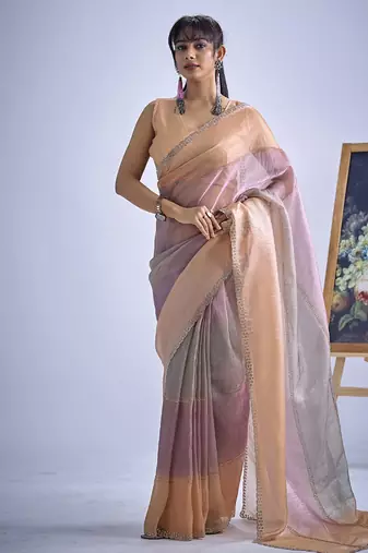 designer multicolor heavy hand work zarkan embroidery silk saree