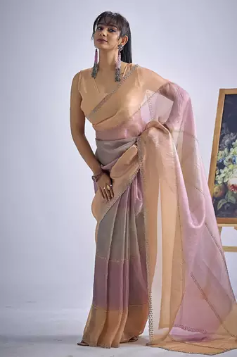 designer multicolor heavy hand work zarkan embroidery silk saree