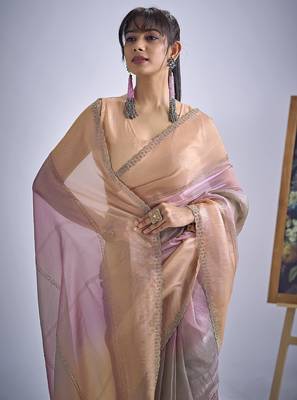 designer multicolor heavy hand work zarkan embroidery silk saree 4