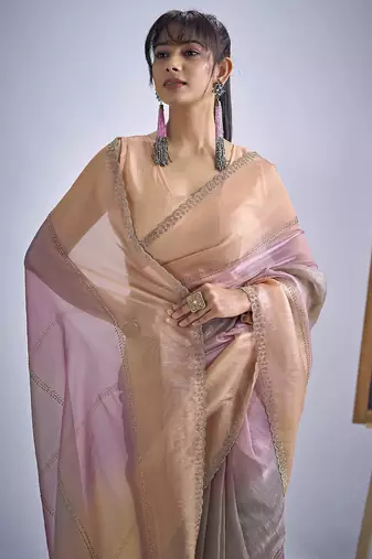 designer multicolor heavy hand work zarkan embroidery silk saree