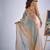 designer green peach hand work zarkan embroidery silk saree