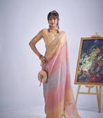 designer multicolor hand work zarkan embroidery silk saree