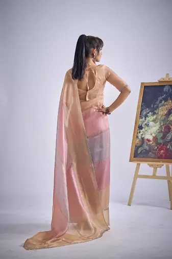 designer multicolor hand work zarkan embroidery silk saree