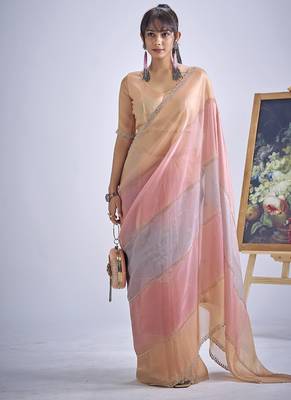 designer multicolor hand work zarkan embroidery silk saree 3