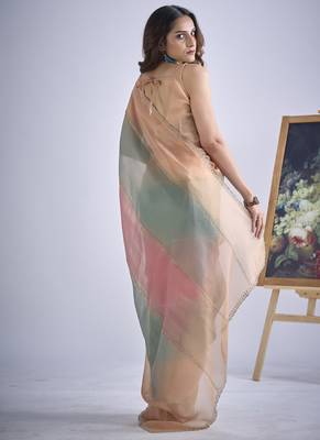 designer multicolor hand work zarkan embroidery silk saree 2