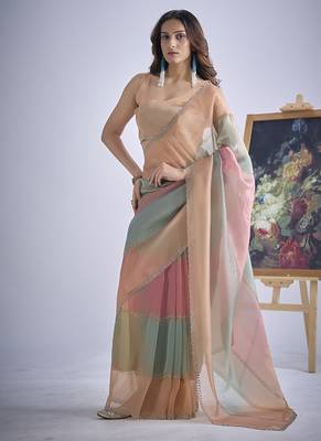 designer multicolor hand work zarkan embroidery silk saree 4