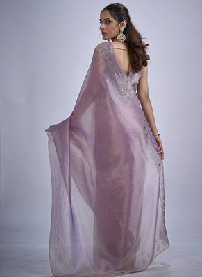 indian lavender zarkan butta handwork kanjivaram silk saree 2