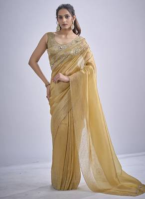 indian mustard zarkan butta handwork kanjivaram silk saree 1
