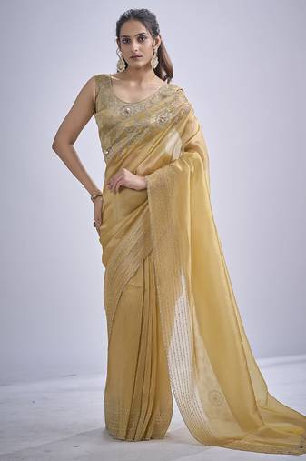 indian mustard zarkan butta handwork kanjivaram silk saree