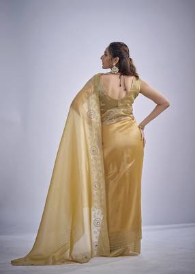 indian mustard zarkan butta handwork kanjivaram silk saree 2
