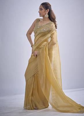 indian mustard zarkan butta handwork kanjivaram silk saree 3