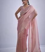 indian pink zarkan butta handwork kanjivaram silk saree