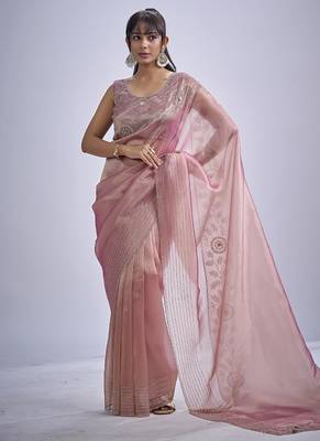 indian pink zarkan butta handwork kanjivaram silk saree 2