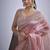 indian pink zarkan butta handwork kanjivaram silk saree