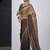 designer golden brown heavy zarkan hand work silk saree