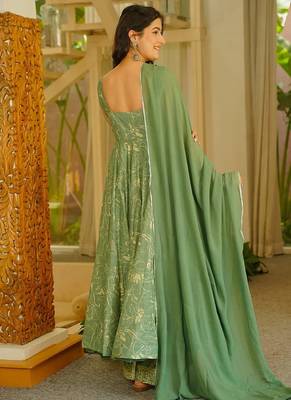 Green printed muslin salwar suit 3