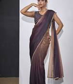 designer golden purple heavy zarkan hand work silk saree