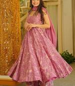 Pink printed muslin salwar suit